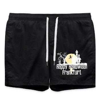 Happy Halloween in Frankfurt Stadtnamen Design - Badeshorts - Schwarz - Vorne - AI Model Male 185 light (185cm)