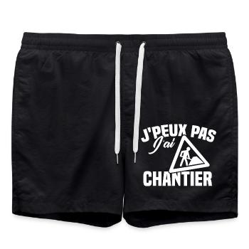 J'peux pas J'ai chantier - Short de bain - noir - Devant - AI Model Male 185 light (185cm)
