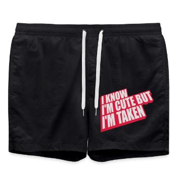 cute but taken Zitat - Badeshorts - Schwarz - Vorne - AI Model Male 185 light (185cm)