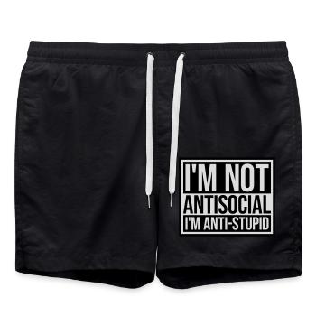 pas antisocial anti-stupide - Short de bain - noir - Devant - AI Model Male 185 light (185cm)