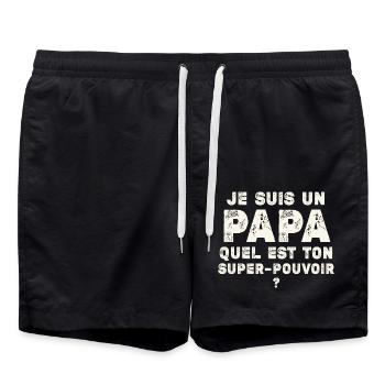 Je suis un papa quel est ton super pouvoir - Short de bain - noir - Devant - AI Model Male 185 light (185cm)