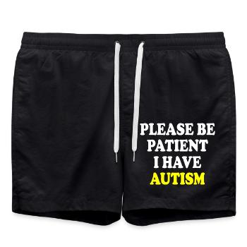 please be patient i have autism - Badeshorts - Schwarz - Vorne - AI Model Male 185 light (185cm)
