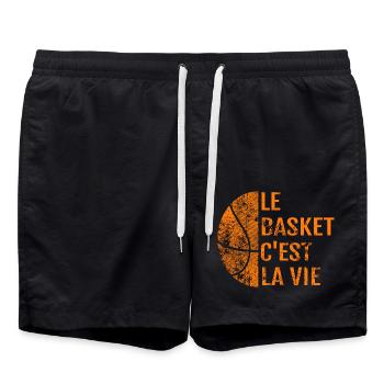 Le Basket c'est la vie Cadeau Basketball Homme Fem - Short de bain - noir - Devant - AI Model Male 185 light (185cm)