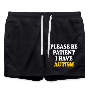 please be patient i have autism - Badeshorts - Schwarz - Vorne - AI Model Male 185 light (185cm)
