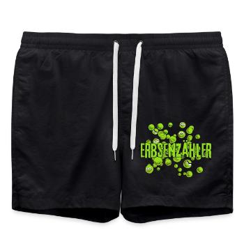 Erbsenzähler mrs Erdnuss grün fun comic - Badeshorts - Schwarz - Vorne - AI Model Male 185 light (185cm)