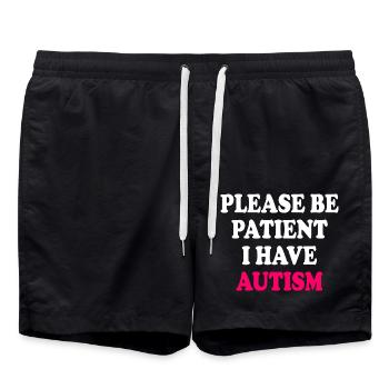 please be patient i have autism - Badeshorts - Schwarz - Vorne - AI Model Male 185 light (185cm)
