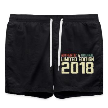 2018 Birthday Gift 2018 Vintage 2018 Retro - Swim Trunks - black - Front - AI Model Male 185 light (185cm)