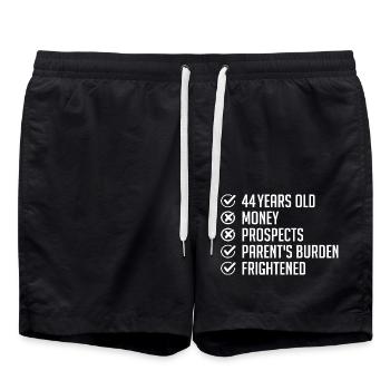 44 Years Old Humor Gift 44th Birthday Funny 44 Years Old - Swim Trunks - black - Front - AI Model Male 185 light (185cm)