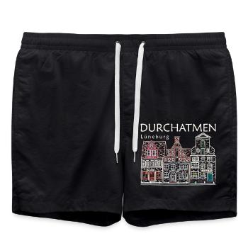 Lüneburg, Take a deep breath, Stintmarkt Germany - Swim Trunks - black - Front - AI Model Male 185 light (185cm)