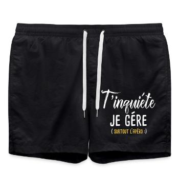 T'inquiéte je gére surtout l'apéro - Short de bain - noir - Devant - AI Model Male 185 light (185cm)