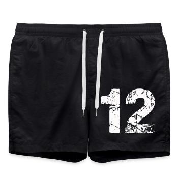 12 - Badeshorts - Schwarz - Vorne - AI Model Male 185 light (185cm)