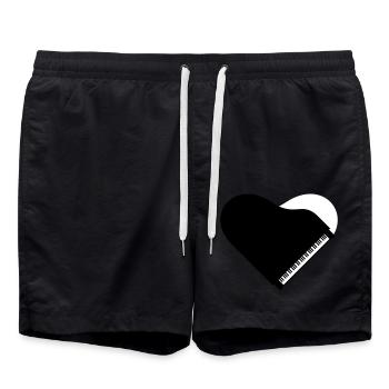 I Love Piano Piano Heart Music Instrument Love - Swim Trunks - black - Front - AI Model Male 185 light (185cm)
