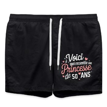 Princesse de 50 Ans - Short de bain - noir - Devant - AI Model Male 185 light (185cm)