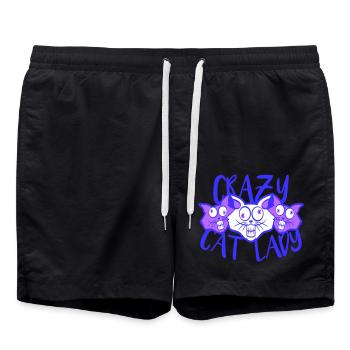 Crazy Cat Lady Text Insane Woman Cats Love - Swim Trunks - black - Front - AI Model Male 185 light (185cm)