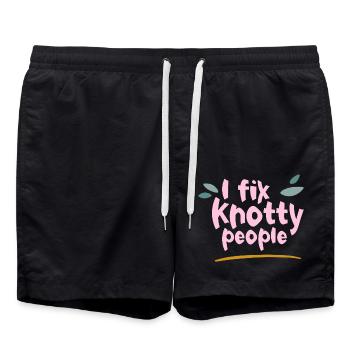 I Fix Knotty People 2 - Badeshorts - Schwarz - Vorne - AI Model Male 185 light (185cm)