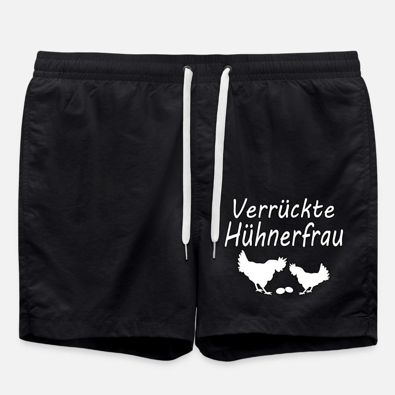 Verrückte Hühnerfrau - Badeshorts - Schwarz