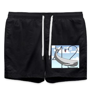 H2G2 Fan Art. Sperm whale and petunia falling. 42 - Swim Trunks - black - Front - AI Model Male 185 light (185cm)