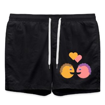 Gesicht Liebe Herz Geschenk - Badeshorts - Schwarz - Vorne - AI Model Male 185 light (185cm)