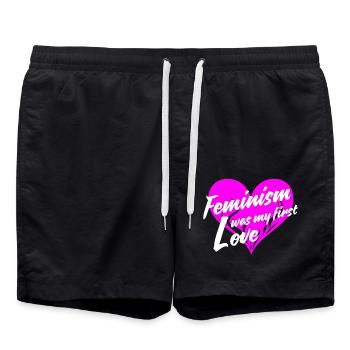 Le féminisme a été mon premier amour - Short de bain - noir - Devant - AI Model Male 185 light (185cm)
