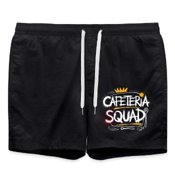 Joke for the canteen crew - Swim Trunks - black - Front - AI Model Male 185 light (185cm)