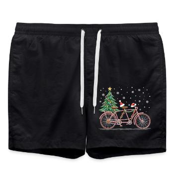Fahrrad Weihnachtsbeleuchtung - Badeshorts - Schwarz - Vorne - AI Model Male 185 light (185cm)
