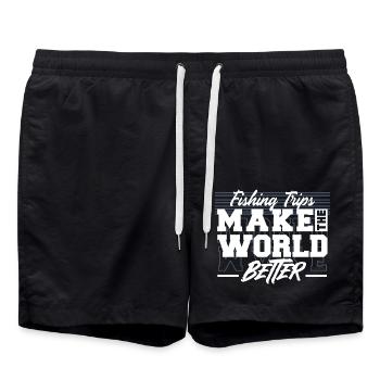 Fishing Trips Make The World Better - Swim Trunks - black - Front - AI Model Male 185 light (185cm)