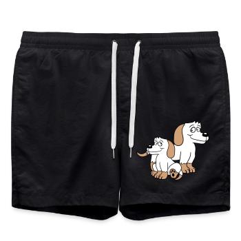 Zwei Hunde Familie Kind Mutter Vater Papa Mama Süß - Badeshorts - Schwarz - Vorne - AI Model Male 185 light (185cm)