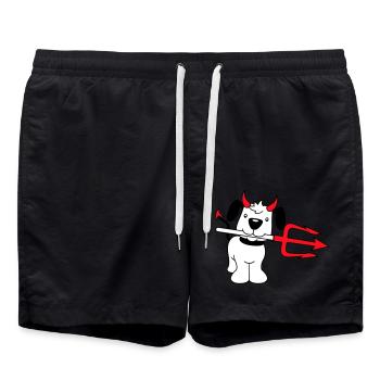 Chien Diable Satan Enfer Mal Trident Cornes Cool - Short de bain - noir - Devant - AI Model Male 185 light (185cm)