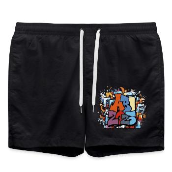 Abi Abschluss 2025 Graffiti Abschlussparty - Badeshorts - Schwarz - Vorne - AI Model Male 185 light (185cm)