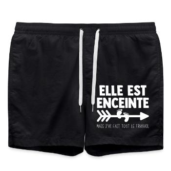 Nouveau Bientôt Papa Futur Père Annonce Grossesse - Short de bain - noir - Devant - AI Model Male 185 light (185cm)