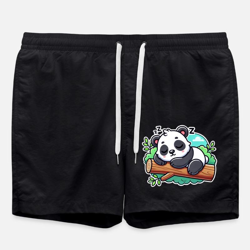 Sleeping panda on a branch - Swim Trunks - black