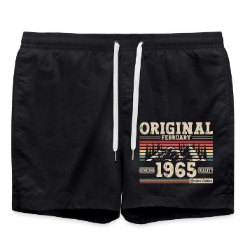 60th Birthday Gift Man Legend February 1965 - Swim Trunks - black - Front - AI Model Male 185 light (185cm)