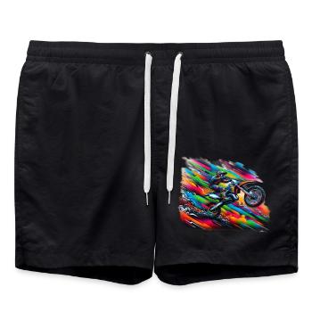 Motorrad motorcycle motocross - Badeshorts - Schwarz - Vorne - AI Model Male 185 light (185cm)