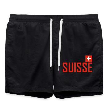 Suisse - Drapeau - Schwiiz - Suisse - Suisse - Short de bain - noir - Devant - AI Model Male 185 light (185cm)