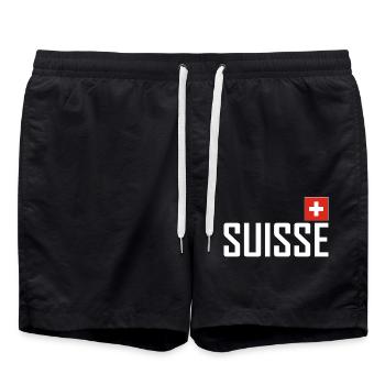 Suisse - Drapeau - Schwiiz - Suisse - Suisse - Short de bain - noir - Devant - AI Model Male 185 light (185cm)
