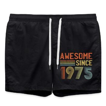 Awesome Since 1975" – Vintage Retro 50th Birthday - Swim Trunks - black - Front - AI Model Male 185 light (185cm)