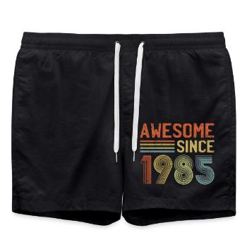 Awesome Since 1985" – Retro Vintage 40th Birthday - Swim Trunks - black - Front - AI Model Male 185 light (185cm)