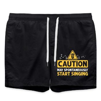 Caution May Spontaneously Start Singing Singer Kar - Badeshorts - Schwarz - Vorne - AI Model Male 185 light (185cm)