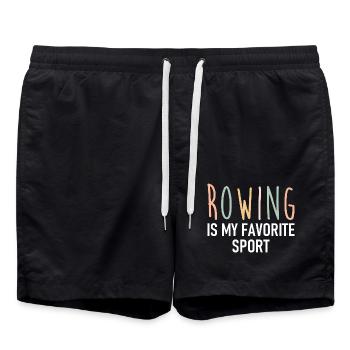 Rowing is my favorite Sport - Rudern - Ruderin - Swim Trunks - black - Front - AI Model Male 185 light (185cm)
