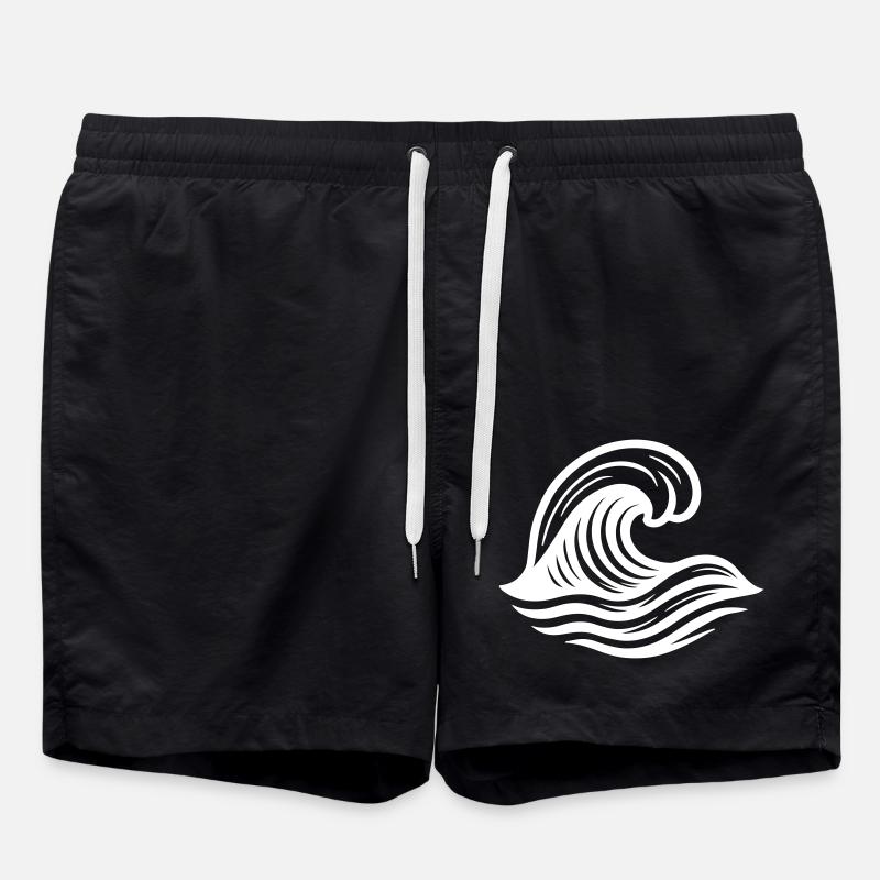 Wave Symbol Ocean - Swim Trunks - black