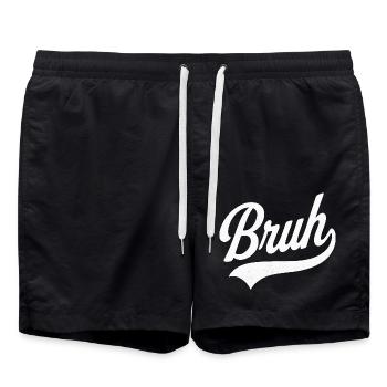 Style rétro Bruh - Short de bain - noir - Devant - AI Model Male 185 light (185cm)