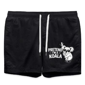 Pretend I'm a Koala - Swim Trunks - black - Front - AI Model Male 185 light (185cm)