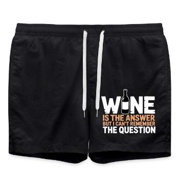 Wine is the answer – ich hab nur die Frage vergess - Badeshorts - Schwarz - Vorne - AI Model Male 185 light (185cm)