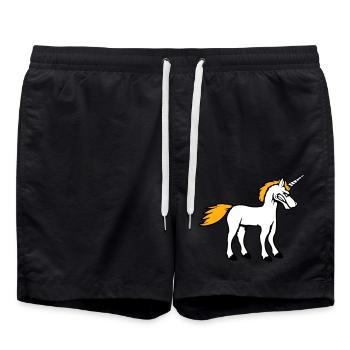 Unicorn Evil Angry Attack Teeth Grinding Sour - Swim Trunks - black - Front - AI Model Male 185 light (185cm)