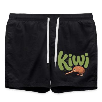Kiwi mignon - Conception d’oiseau néo-zélandais - Short de bain - noir - Devant - AI Model Male 185 light (185cm)