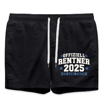 Rentner 2025 Ich habe fertig - Badeshorts - Schwarz - Vorne - AI Model Male 185 light (185cm)