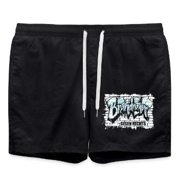 Brandmauer - Gegen Rechts, gegen Hetze - Badeshorts - Schwarz - Vorne - AI Model Male 185 light (185cm)