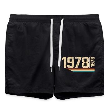 Millésime Anniversaire 1978 Fête Anniversaire 1978 - Short de bain - noir - Devant - AI Model Male 185 light (185cm)