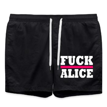 Fuck alice - Badeshorts - Schwarz - Vorne - AI Model Male 185 light (185cm)