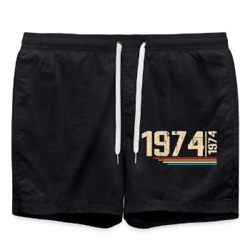 Vintage Anniversary 1974 Birthday Party 1974 - Swim Trunks - black - Front - AI Model Male 185 light (185cm)